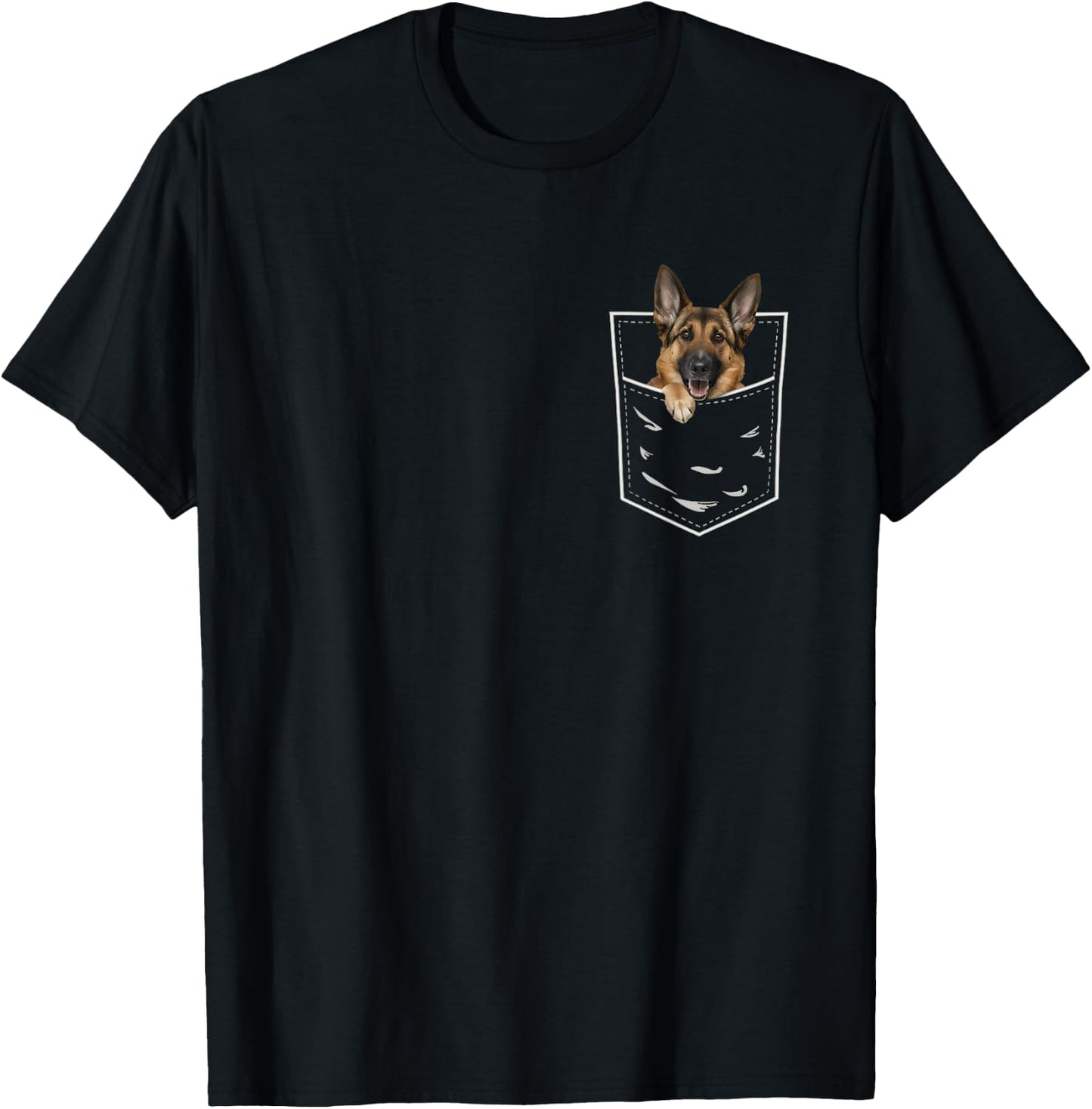 German Shepherd Funny Dog Lovers German Shepherd In Pocket T-Shirt - T-Shirt | Black