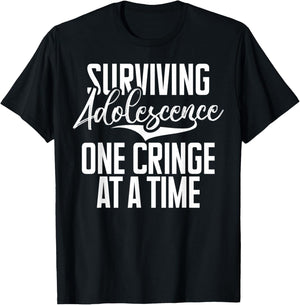 Surviving Adolescence One Cringe at a Time Teenager T-Shirt - T-Shirt | Black