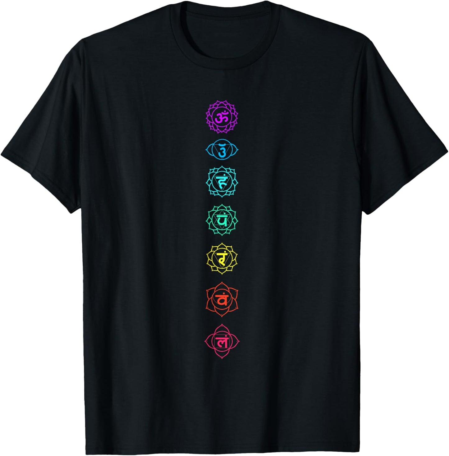 Chakras Om Anahata Sahasrara Mulsdhara Chakra T-Shirt - T-Shirt | Black