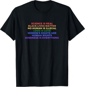 Cute Kindness is EVERYTHING Science is Real Love is Love T-Shirt - T-Shirt | Black