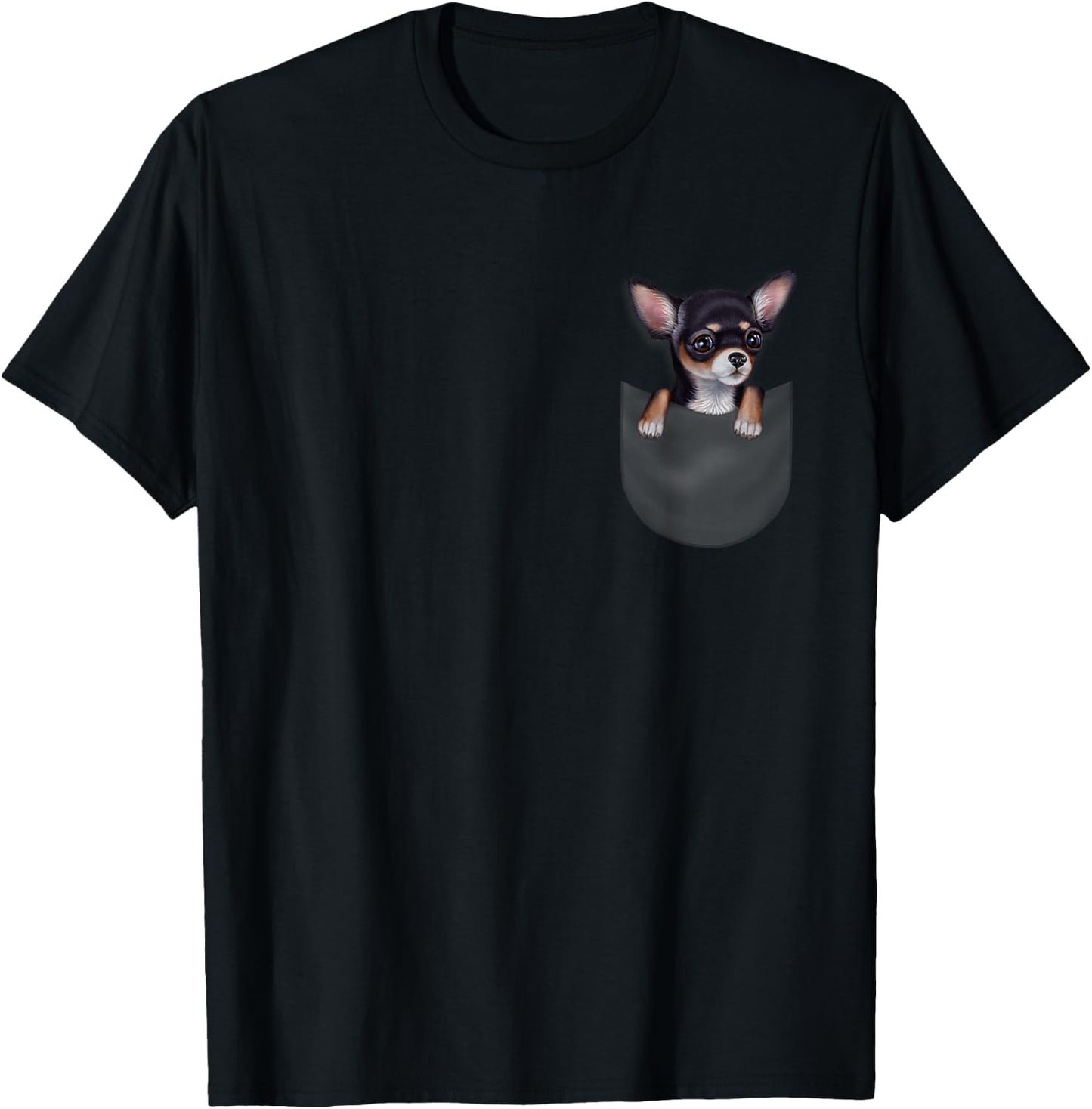 Black Chihuahua Dog in Pocket Women Kids T-Shirt - T-Shirt | Black