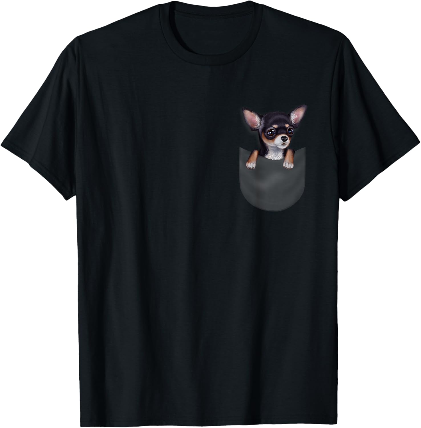 Black Chihuahua Dog in Pocket Women Kids T-Shirt - T-Shirt | Black