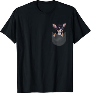 Black Chihuahua Dog in Pocket Women Kids T-Shirt - T-Shirt | Black