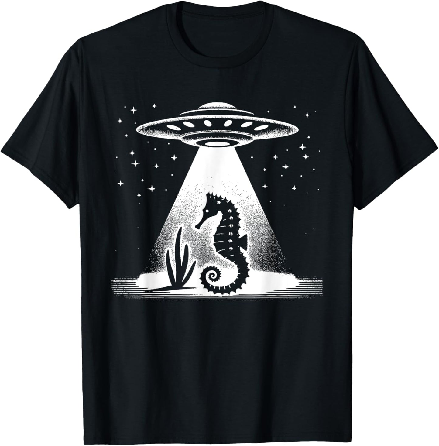 Seahorse Dad Mom Lover - Funny Alien UFO T-Shirt - T-Shirt | Black