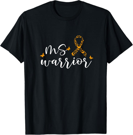 MS Awareness Month Multiple Sclerosis MS Warrior Butterfly T-Shirt - T-Shirt | Black