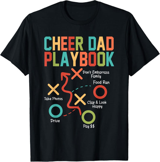 Cheer Dad Playbook Cheerleading Dad Father's Day T-Shirt - T-Shirt | Black