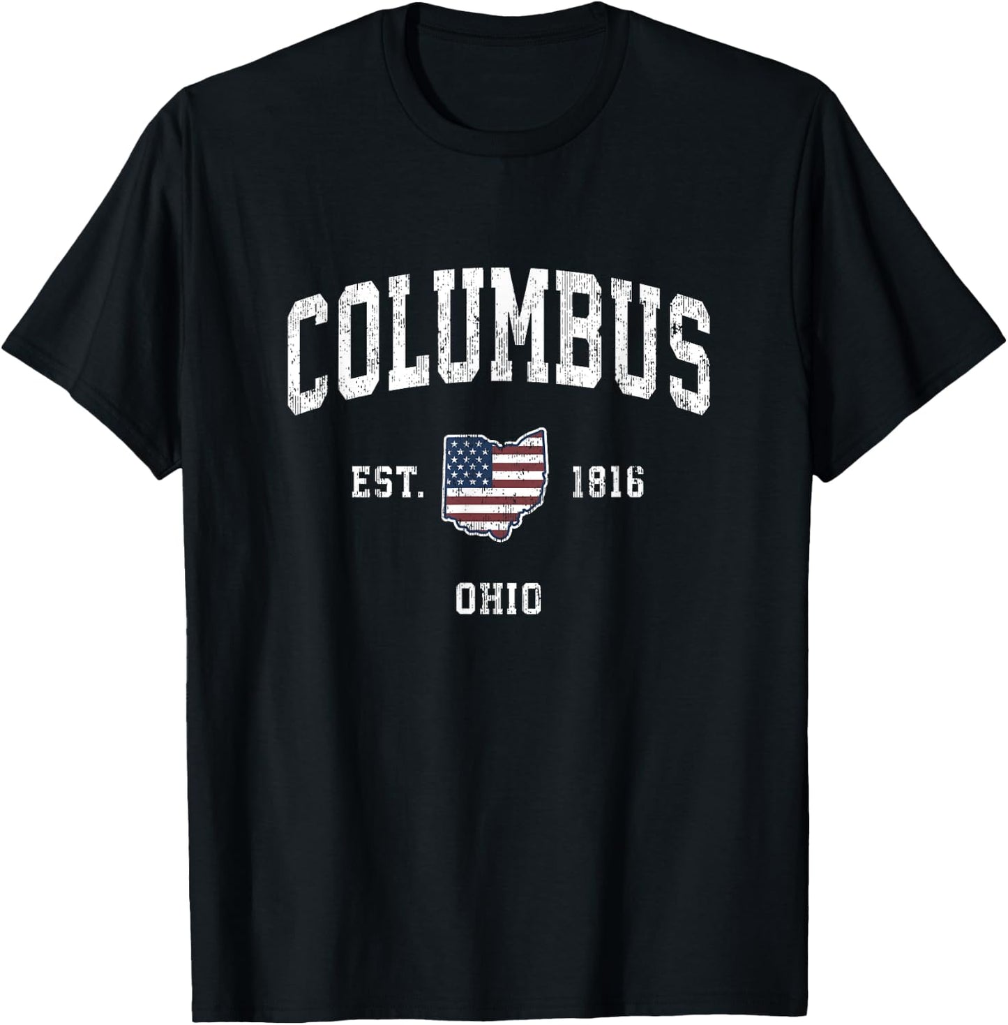 Columbus Ohio OH Vintage American Flag Sports Design Kids Men T-Shirt - T-Shirt | Black