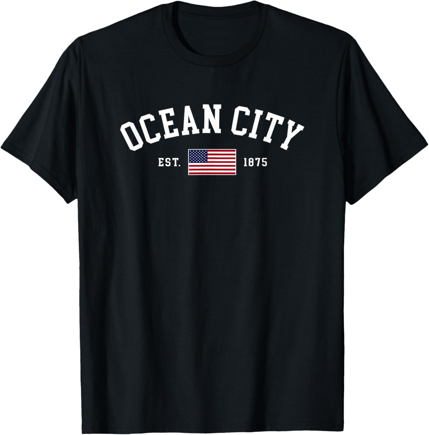 Ocean City Maryland July 4th Souvenir US Flag Retro Preppy T-Shirt - T-Shirt | Black