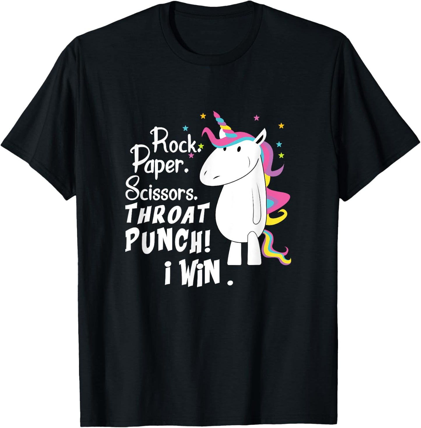 Rock Paper Scissors Throat Punch I Win Unicorn Outfit T-Shirt - T-Shirt | Black