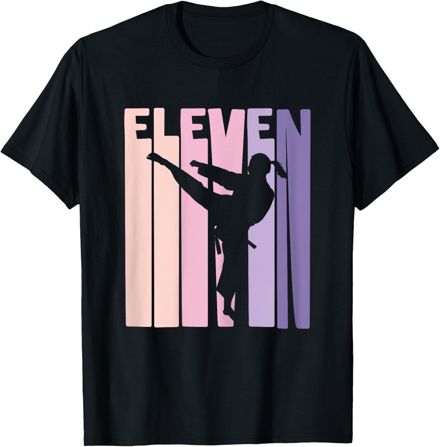 11th Birthday Gift Karate Retro Taekwondo Martial Arts Girls T-Shirt - T-Shirt | Black