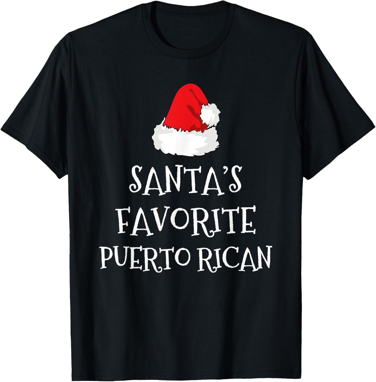Santa's Favorite Puerto Rican Christmas Hat Funny Xmas Rico T-Shirt - T-Shirt | Black