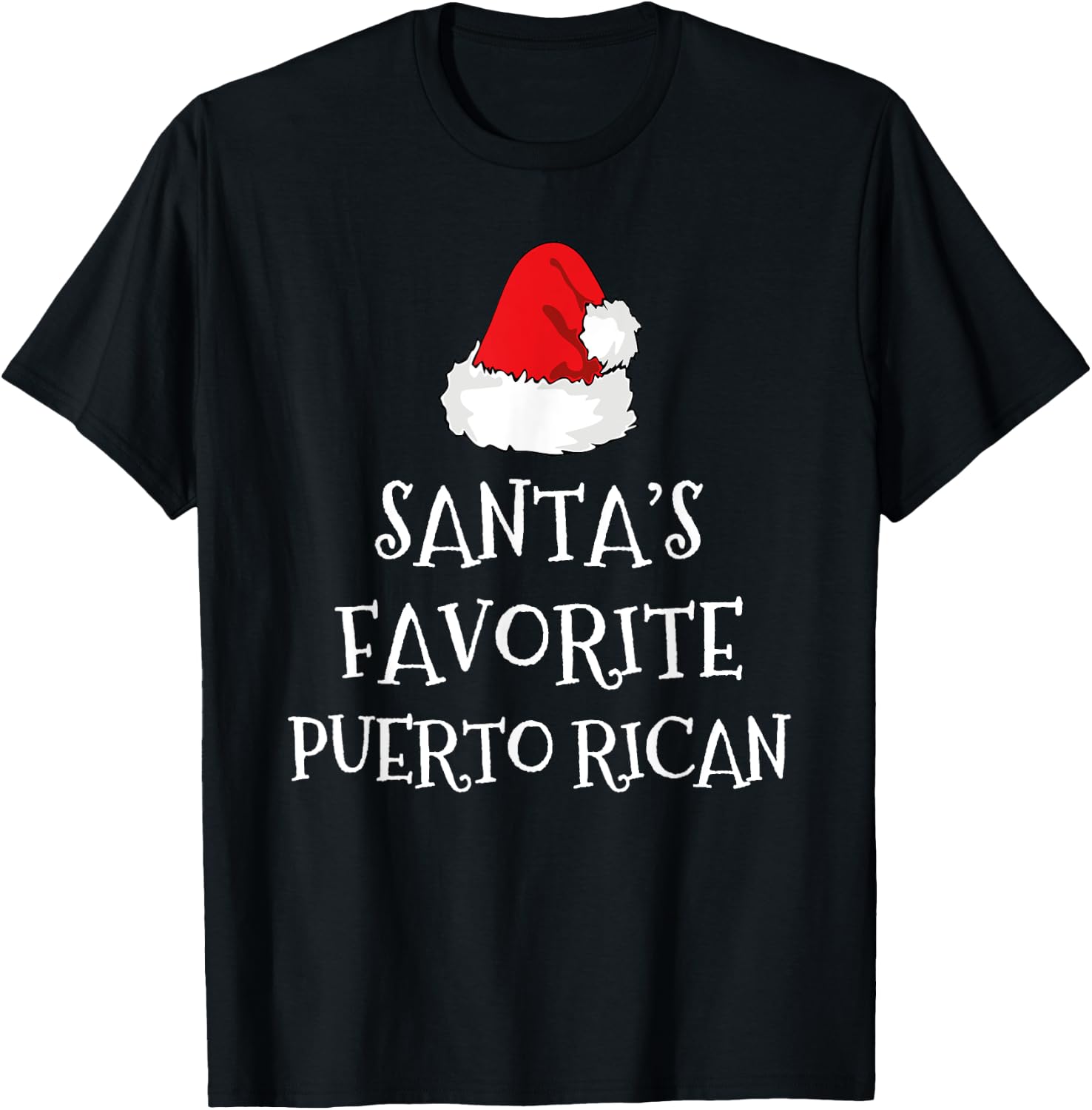Santa's Favorite Puerto Rican Christmas Hat Funny Xmas Rico T-Shirt - T-Shirt | Black
