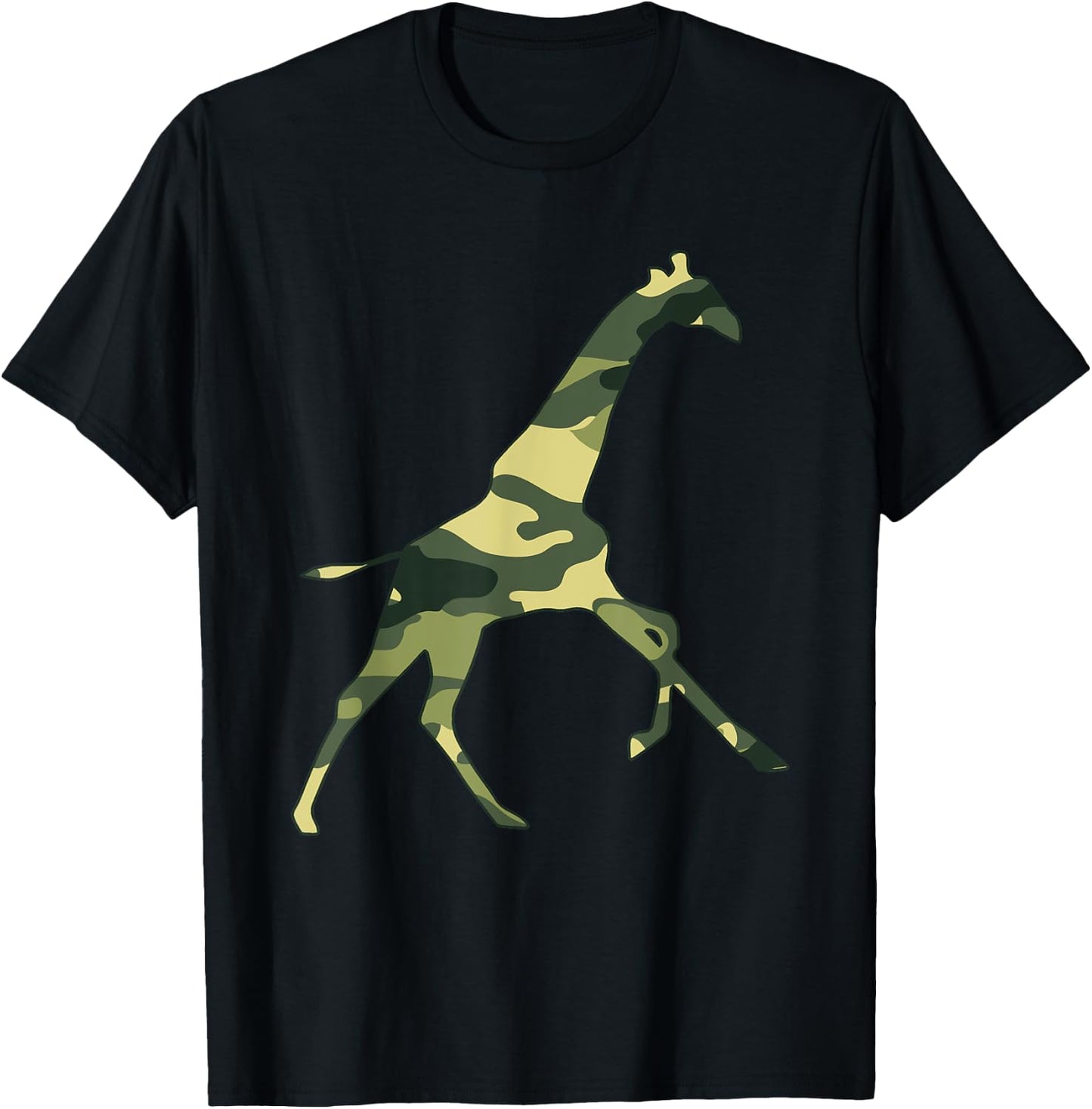 Military Giraffe Camo Men Print US Ruminant Veteran Gift T-Shirt - T-Shirt | Black