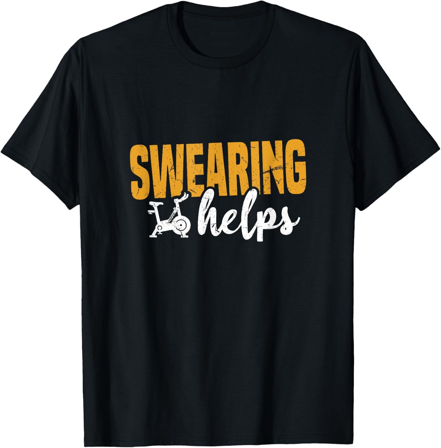 Swearing Helps | Funny Spin Class Cycle Training Joke T-Shirt - T-Shirt | Black