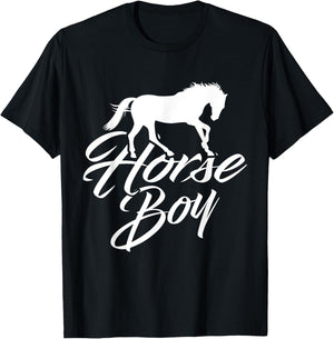 Funny Horse Riding Boy Horseback Riding Horse Boy T-Shirt - T-Shirt | Black