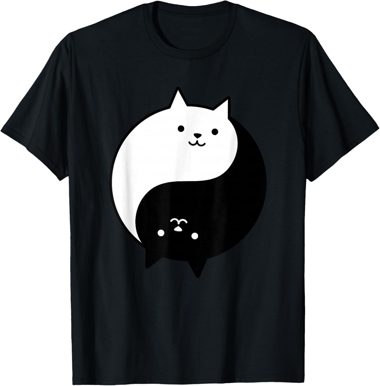 Cute Cats Yin Yang Yoga Zen Kitty Black and White Cat T-Shirt - T-Shirt | Black