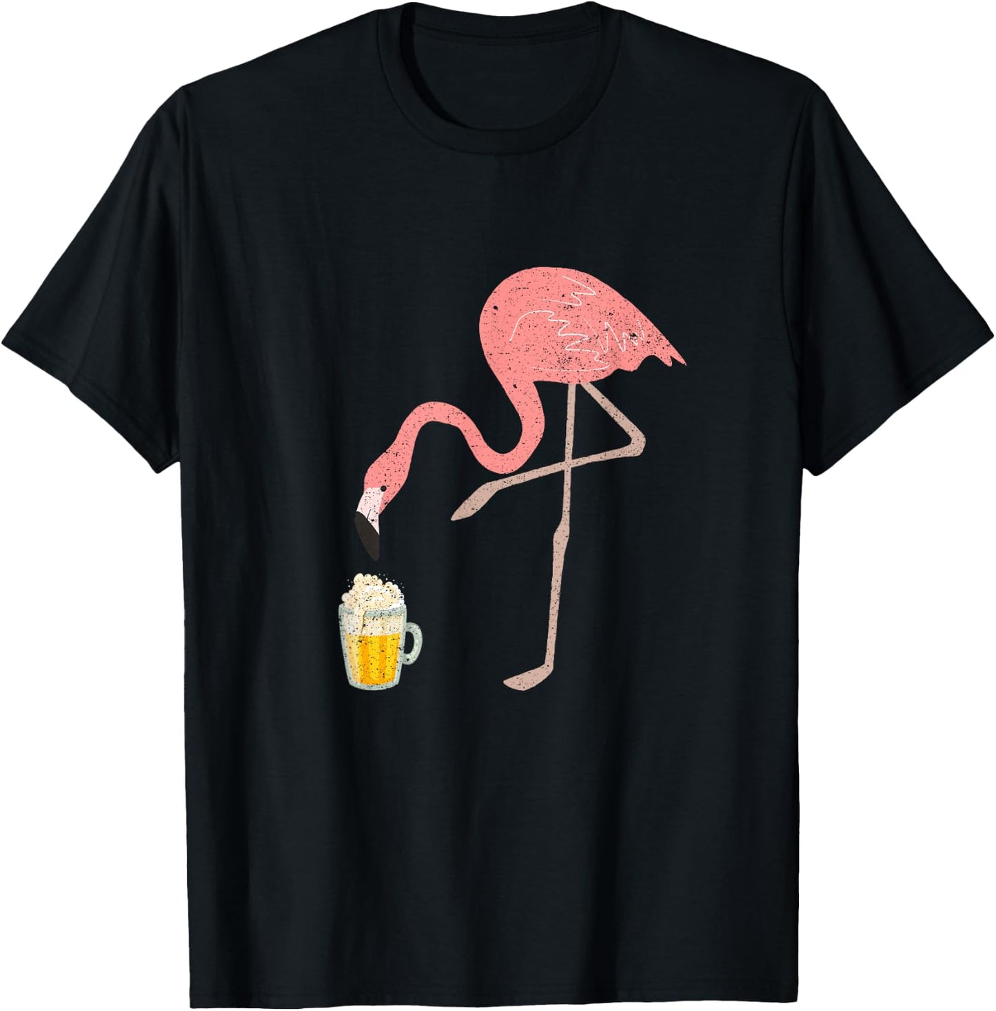 Flamingo Drinking Beer Drinking Party Vintage Beer Drinker T-Shirt - T-Shirt | Black
