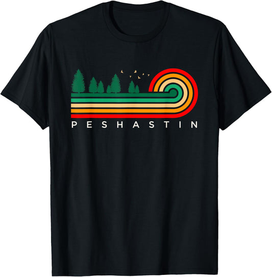 Evergreen Vintage Stripes Peshastin, Washington T-Shirt - T-Shirt | Black