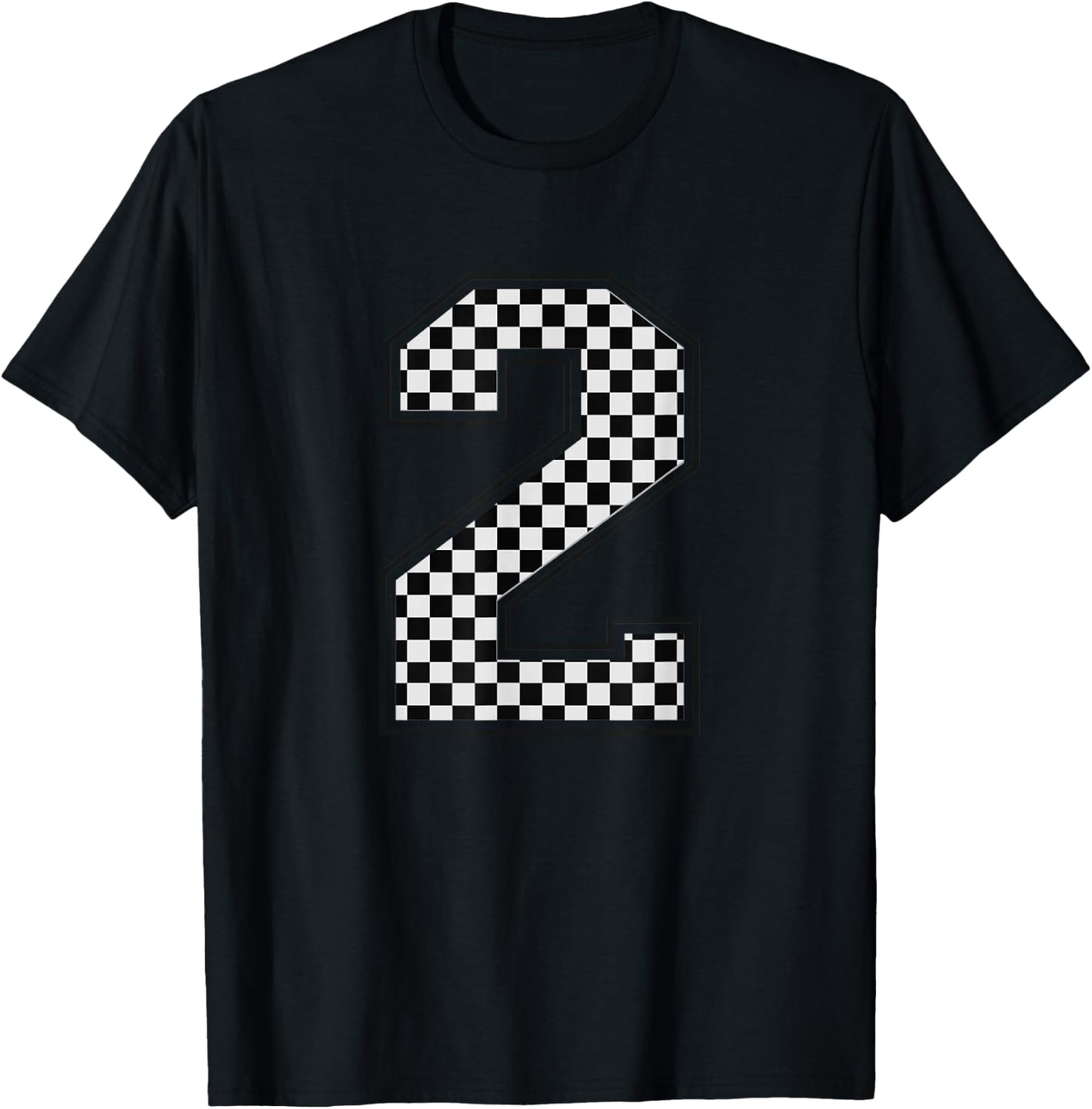 Number #2 Checkered Number T-Shirt - T-Shirt | Black