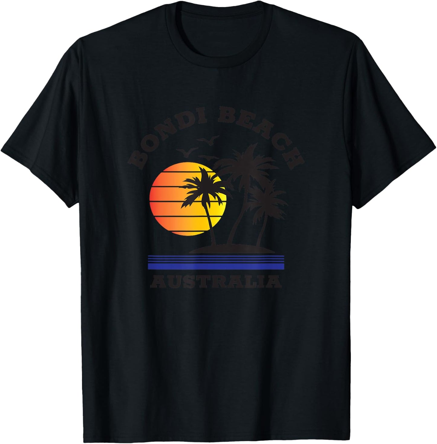 Fun Bondi Beach Australia Beach Sunset Men Women Novelty Art T-Shirt - T-Shirt | Black
