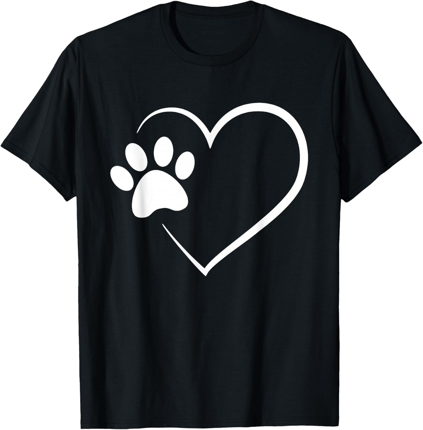 Dog Paw Heart - Dog Lover Gift Dog Moms T-Shirt - T-Shirt | Black