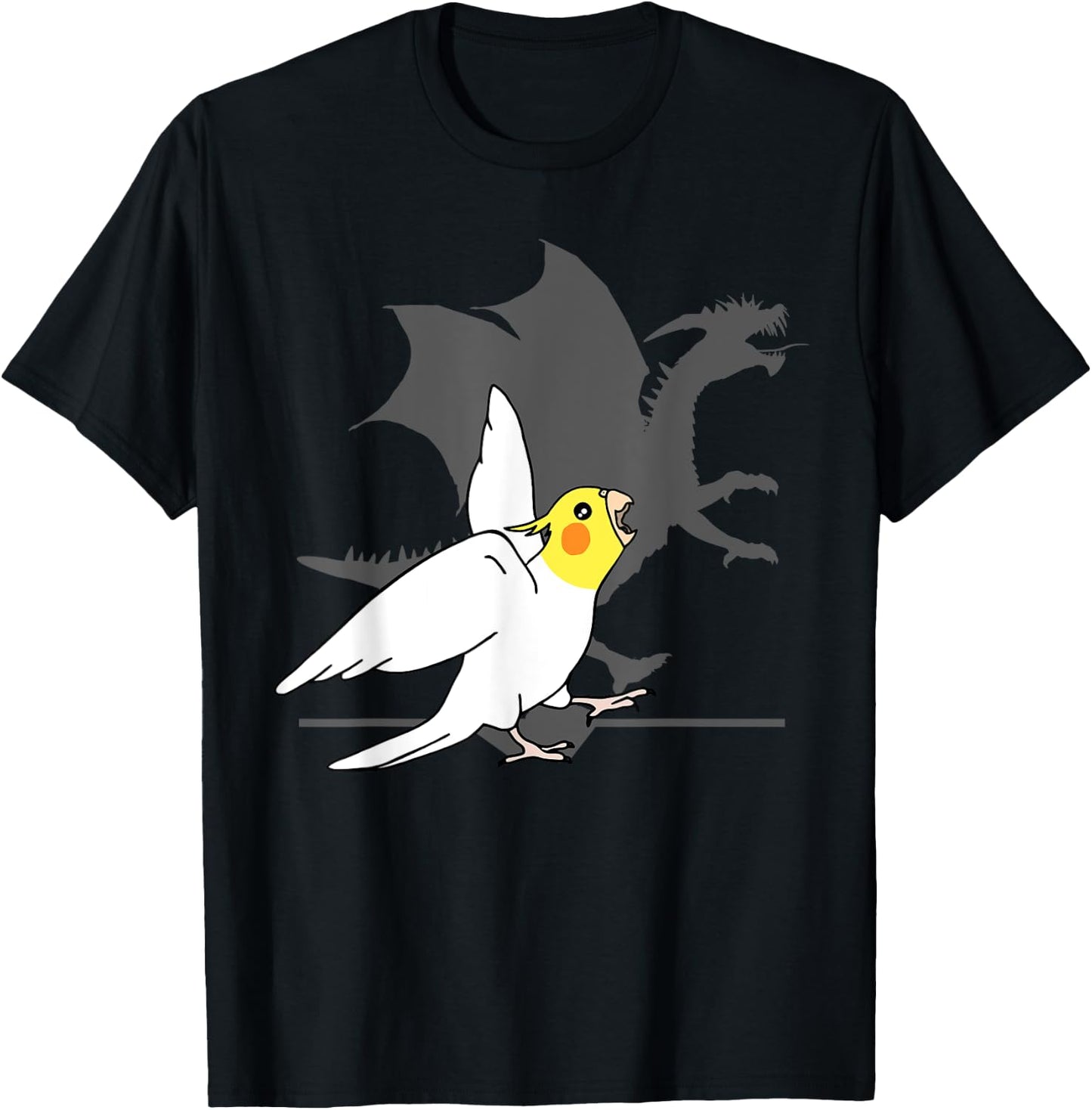 Lutino Cockatiel Dragon Shadow, Dragon Cockatiel, Birb memes T-Shirt - T-Shirt | Black