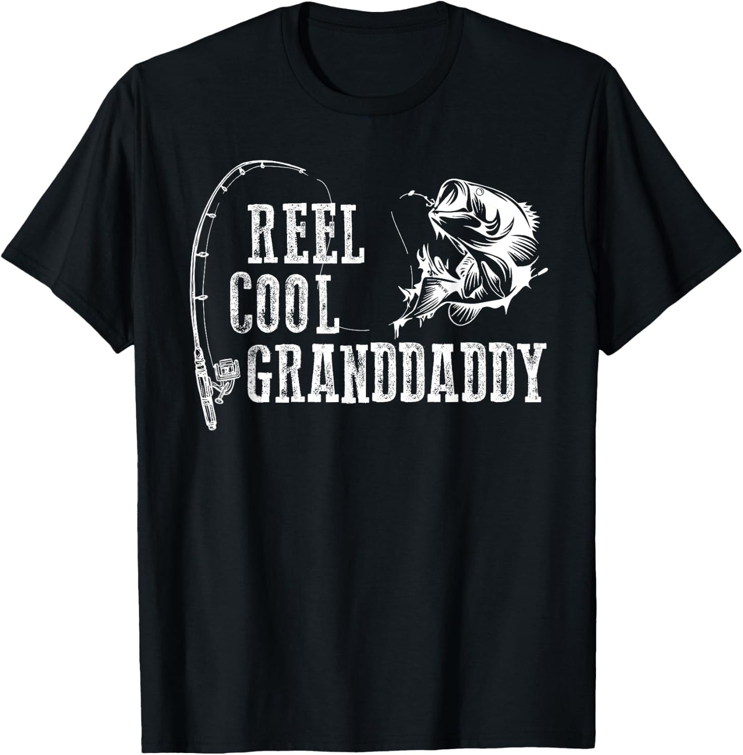 Grandfather Fishing: Roll Cool Grandfather Gift T-Shirt - T-Shirt | Black