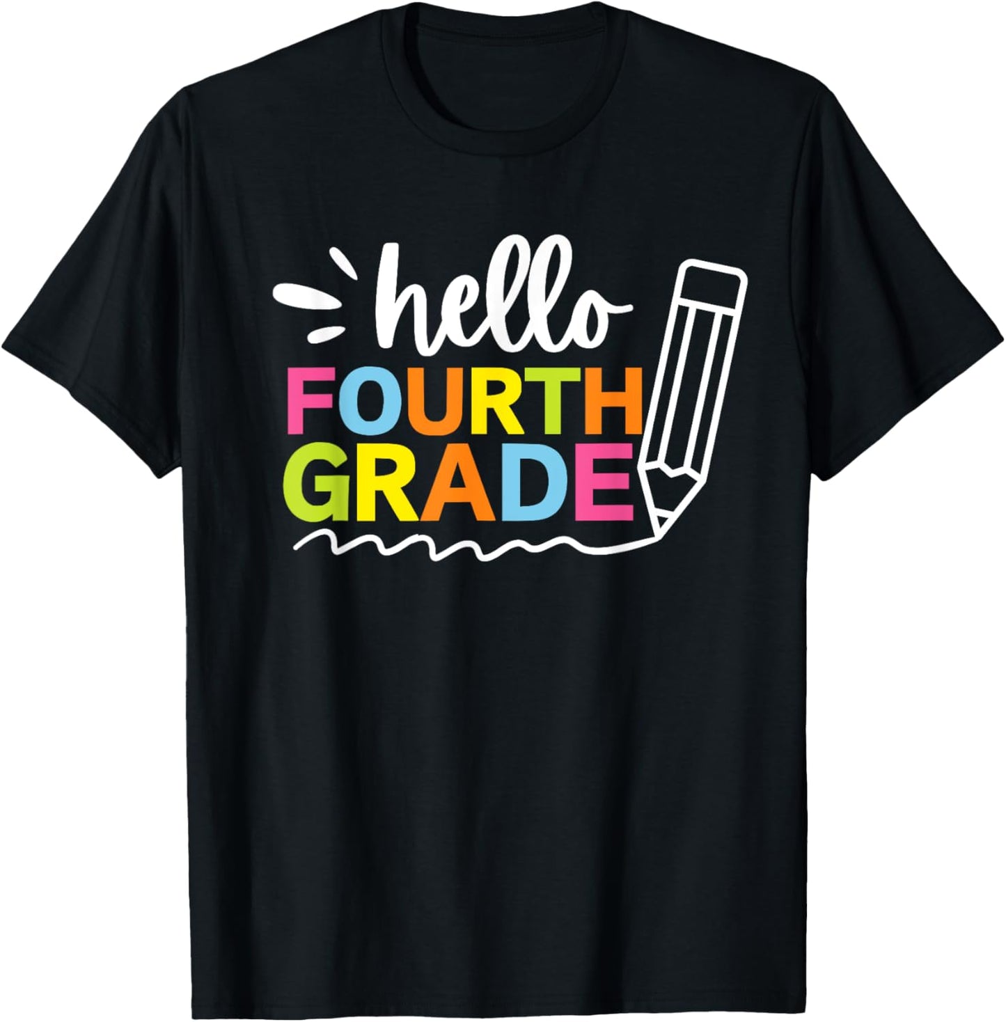 Hello Fourth Grade Back to School - Team 4th Grade Teacher T-Shirt - T-Shirt | Black