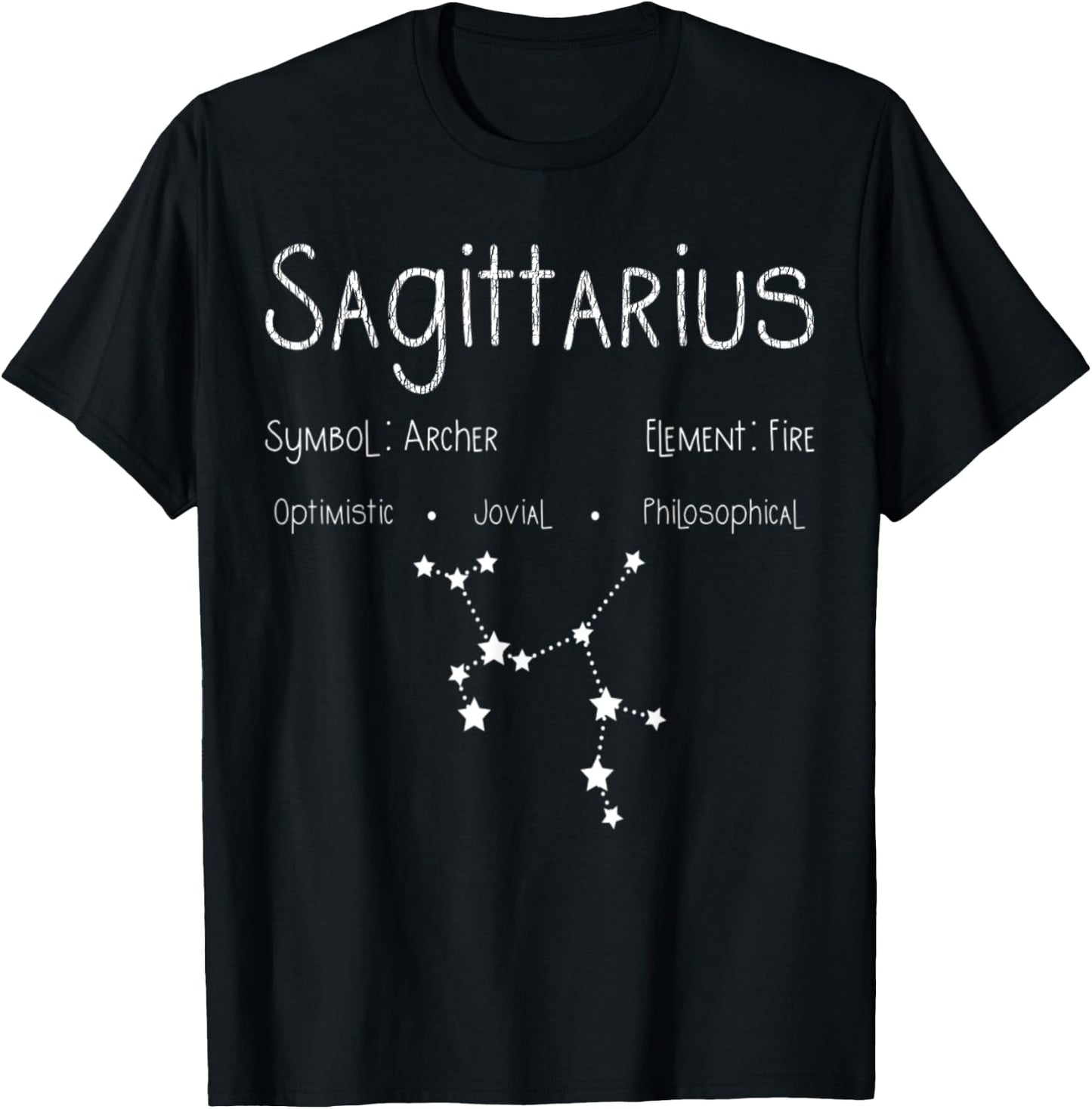 Retro Distressed Sagittarius Symbol Zodiac Sign Birthday T-Shirt - T-Shirt | Black