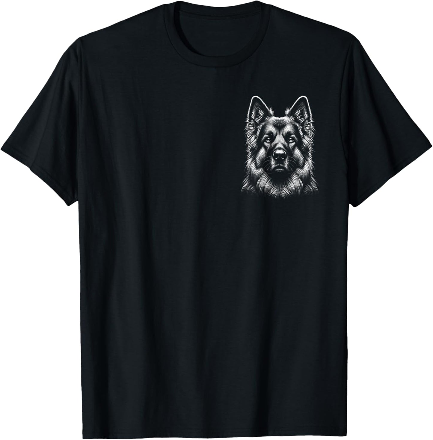 German Shepherd - Elegant Portrait on Chest T-Shirt - T-Shirt | Black