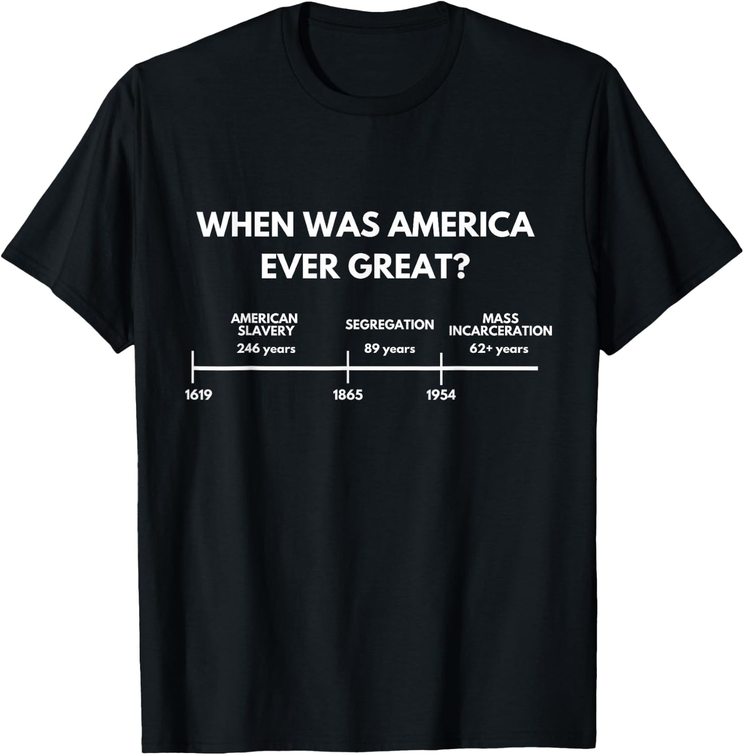 When Was America Ever Great Anti Racist American History T-Shirt - T-Shirt | Black