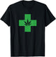 Green-Medical Marijuana Cross Symbol Cannabis Weed Medicine T-Shirt - T-Shirt | Black