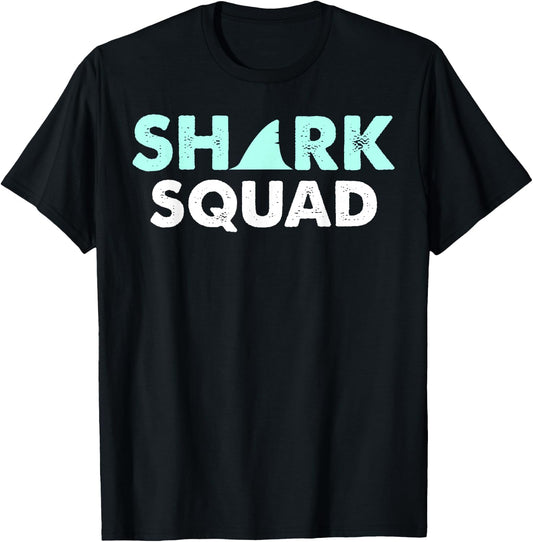 Shark Squad Shark Fin Shark Lover Gift T-Shirt - T-Shirt | Black
