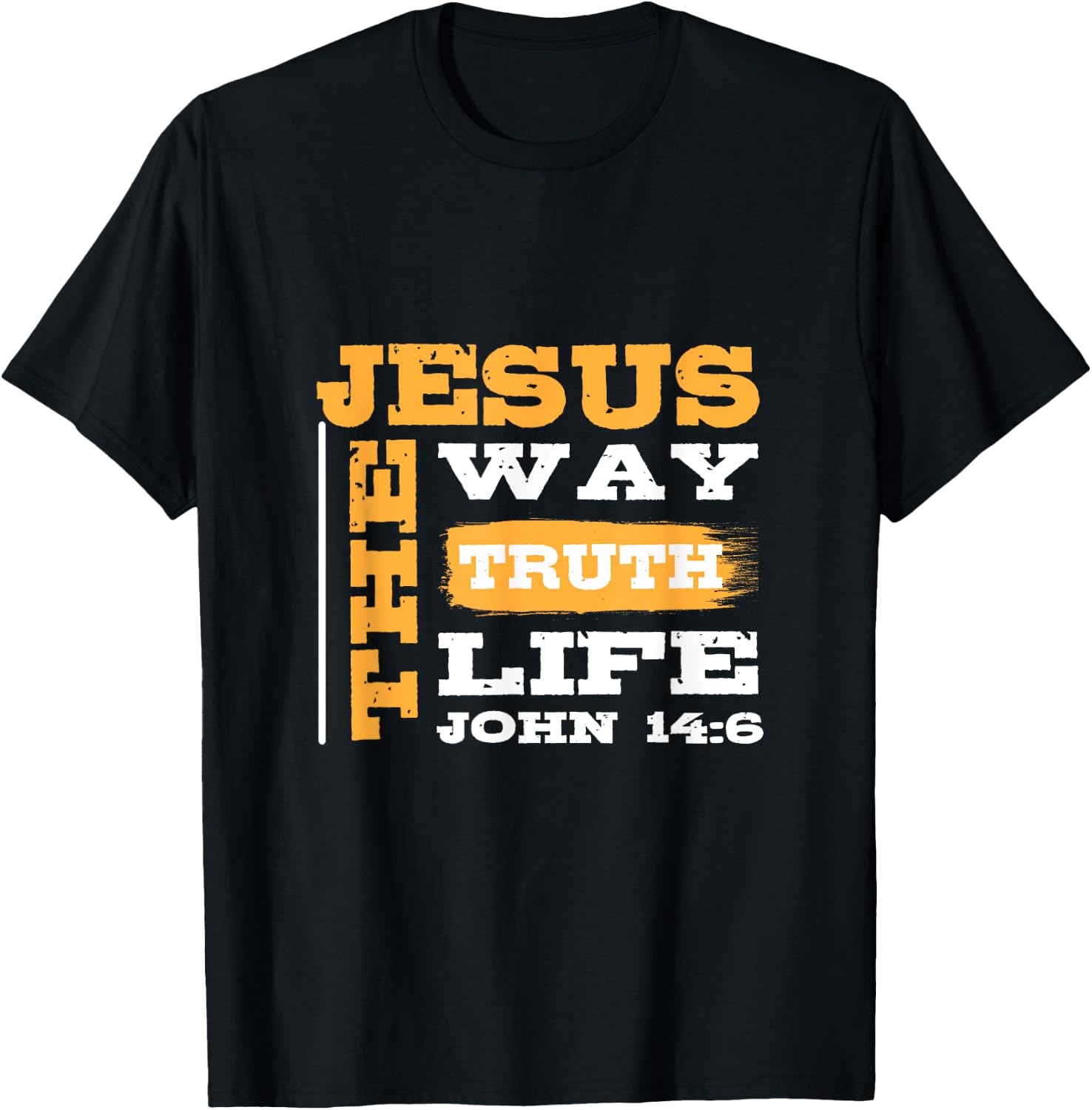 John 14:6 Jesus Way Truth Life Christian Cross Patriotic T-Shirt - T-Shirt | Black
