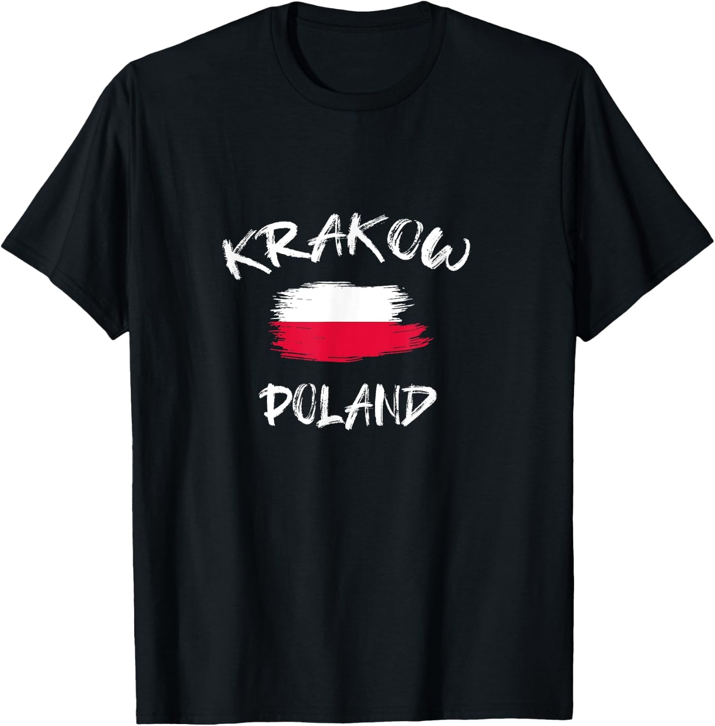 Krakow Poland Souvenir Polish Country Flag Brushed T-Shirt - T-Shirt | Black