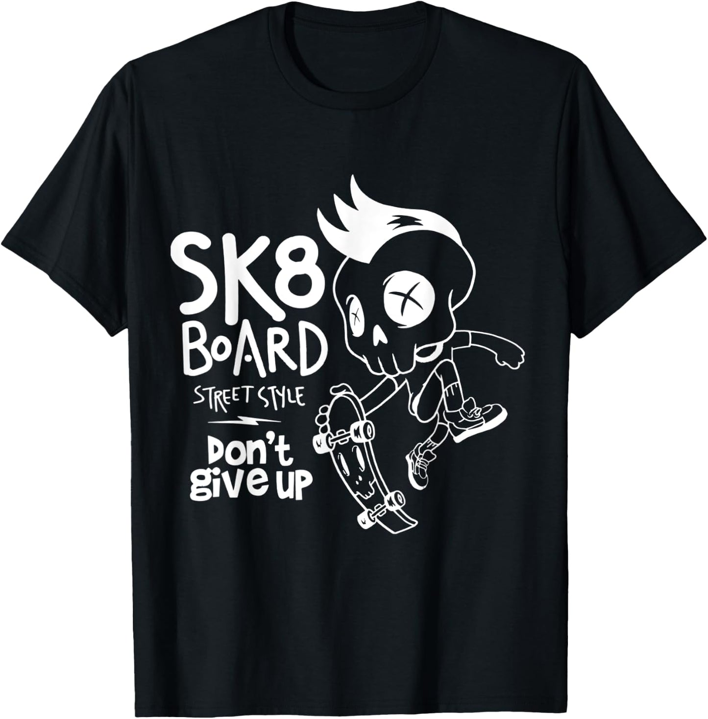 Skate Skateboard Funny Sk8 Skateboarding Skater Old School T-Shirt - T-Shirt | Black