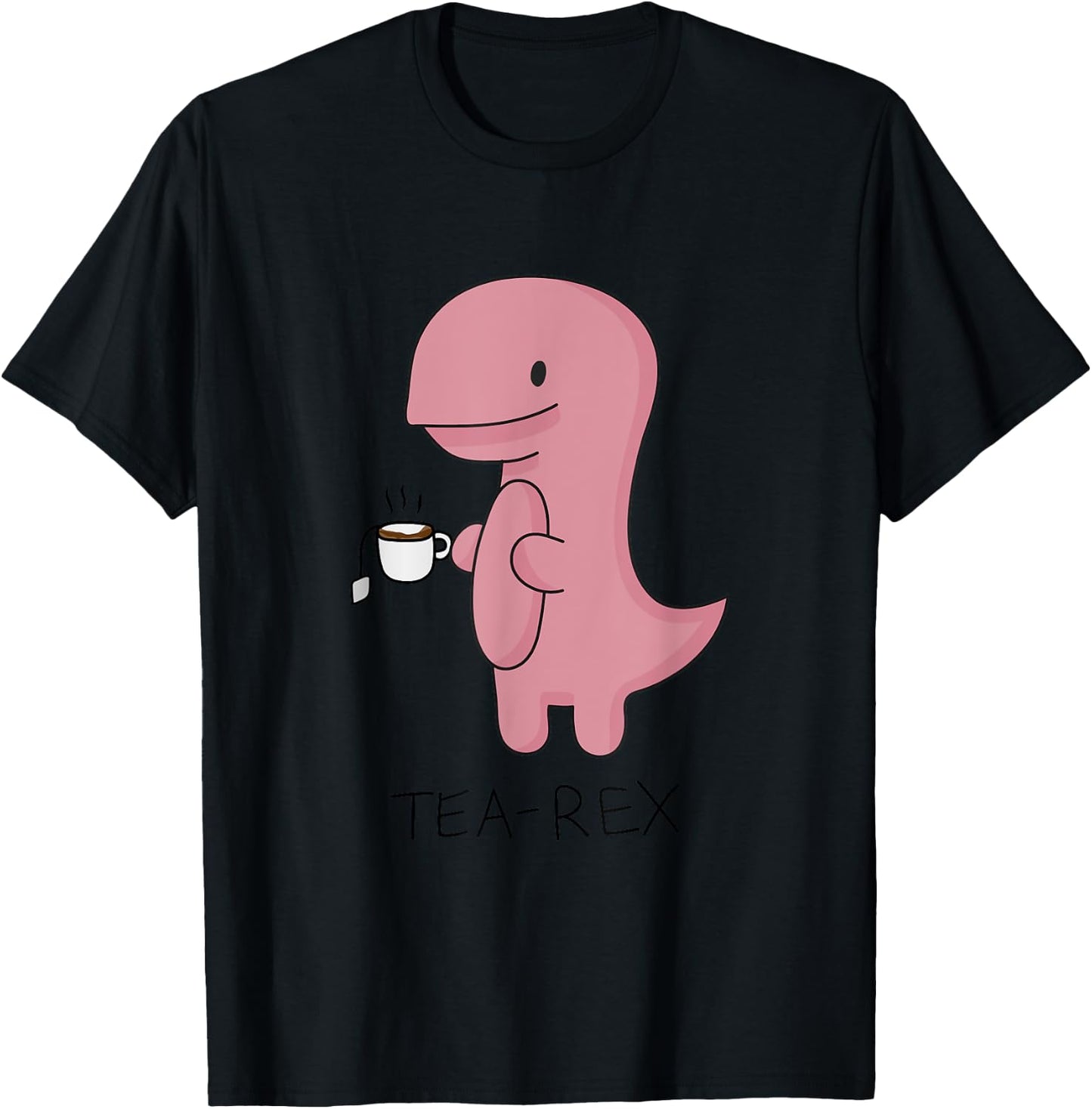 Tea rex Dinosaur Cartoon Lover Funny Cute Dino T-Shirt - T-Shirt | Black
