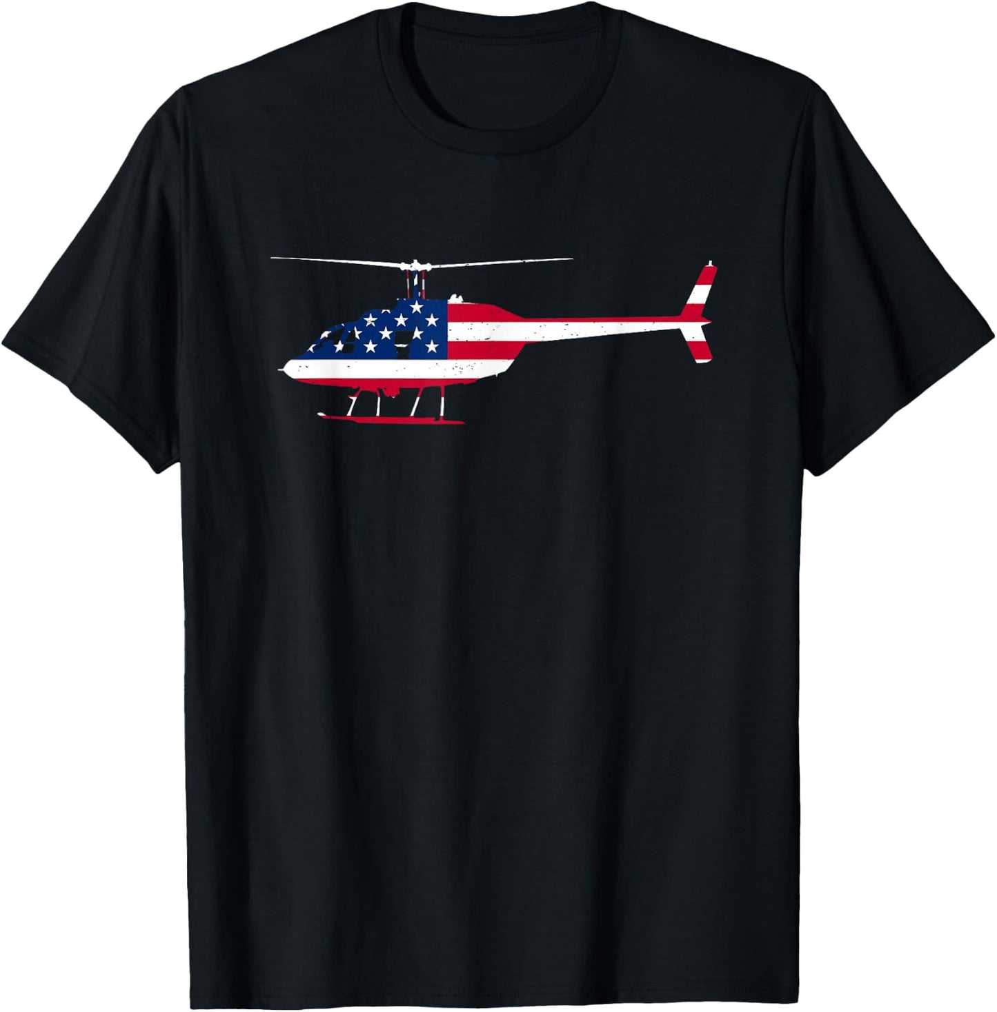 American Flag Patriotic Helicopter Pilot Mechanic US T-Shirt - T-Shirt | Black