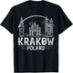 Krakow Poland City Skyline Map Travel T-Shirt - T-Shirt | Black