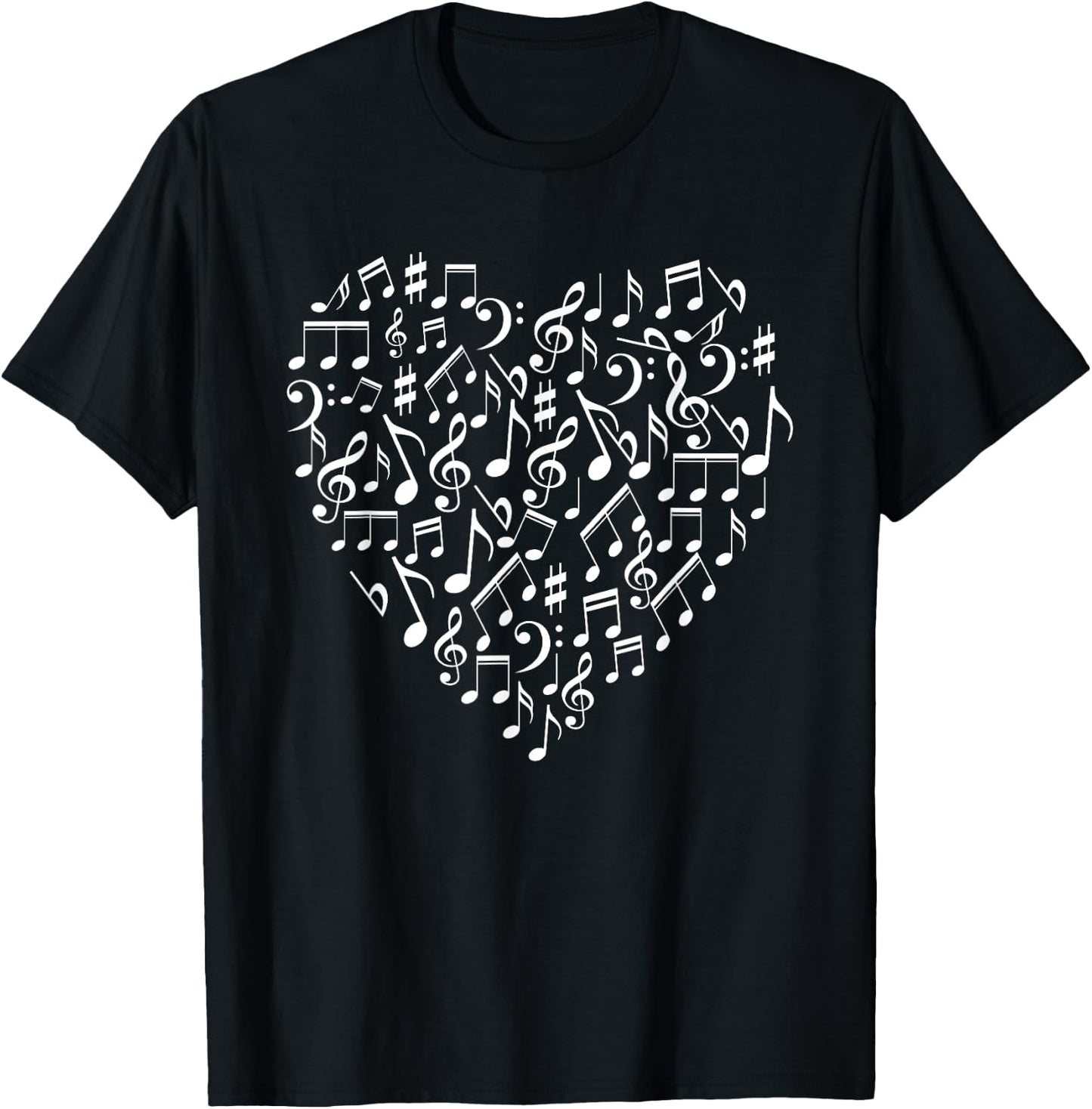 Heart Shaped Music Notes Funny Singer Band Player Gag Outfit T-Shirt - T-Shirt | Black