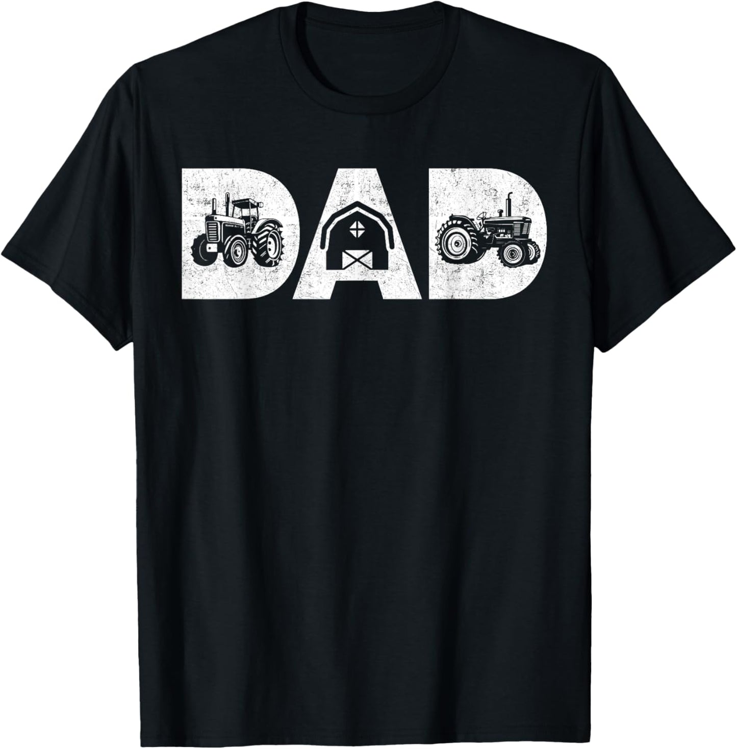 Vintage Farming Father Farm Lover Farmer Daddy Tractor Dad T-Shirt - T-Shirt | Black