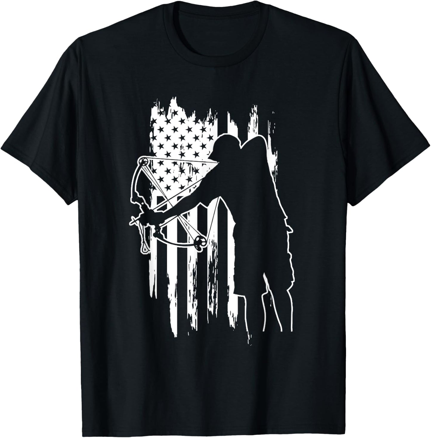 Dad bowfishing Archer American Flag Vintage great Gift T-Shirt - T-Shirt | Black