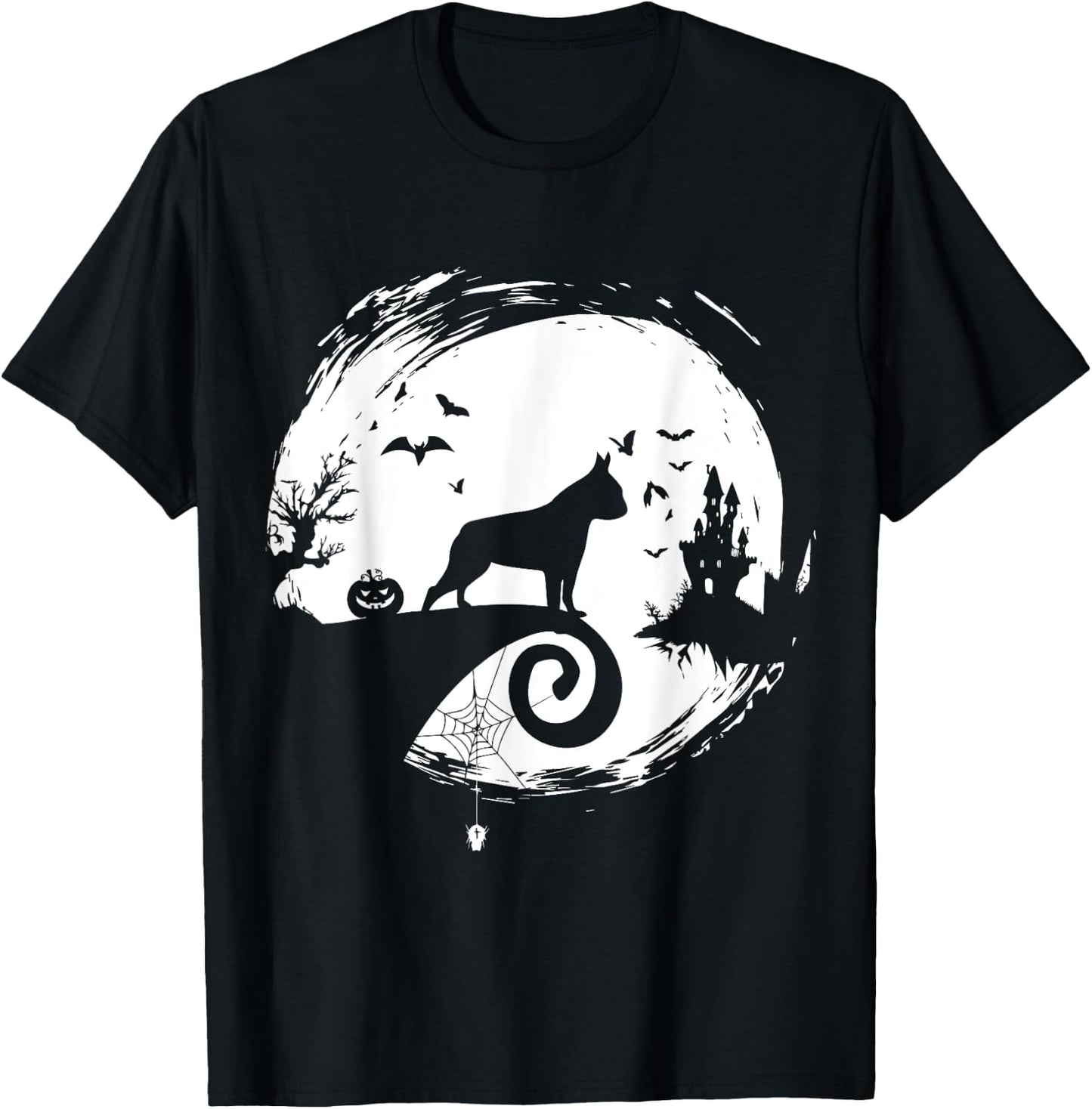 Boston Terrier Halloween Costume Bostie Moon Silhouette T-Shirt - T-Shirt | Black