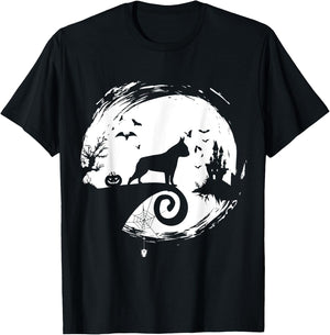 Boston Terrier Halloween Costume Bostie Moon Silhouette T-Shirt - T-Shirt | Black