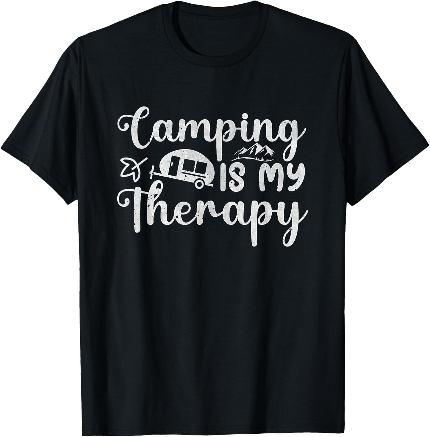 Camping is my therapy Vintage Outdoor funny camper T-Shirt - T-Shirt | Black