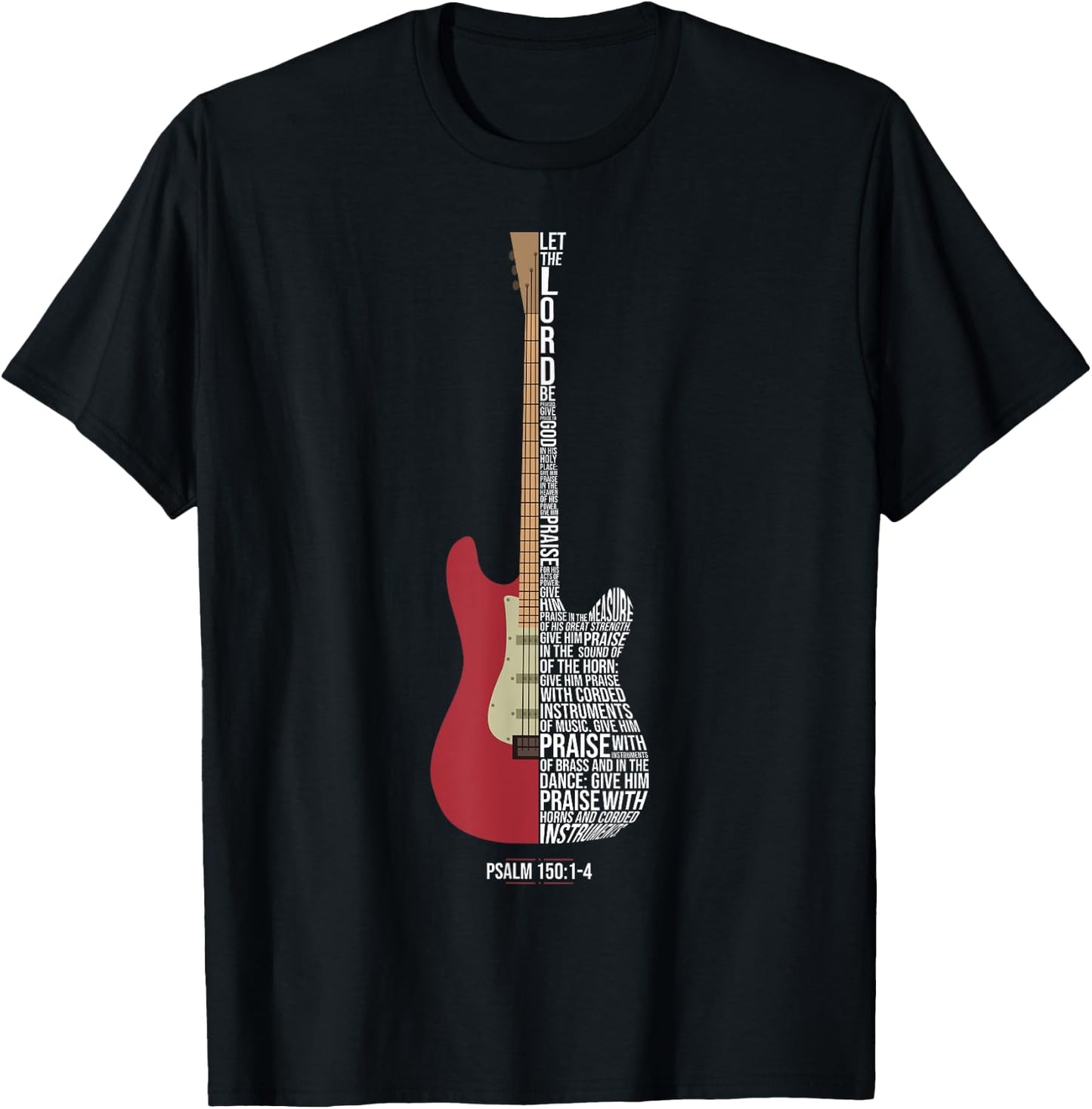 Praise him with strings - Psalm 150 - Electric Guitar Player T-Shirt - T-Shirt | Black