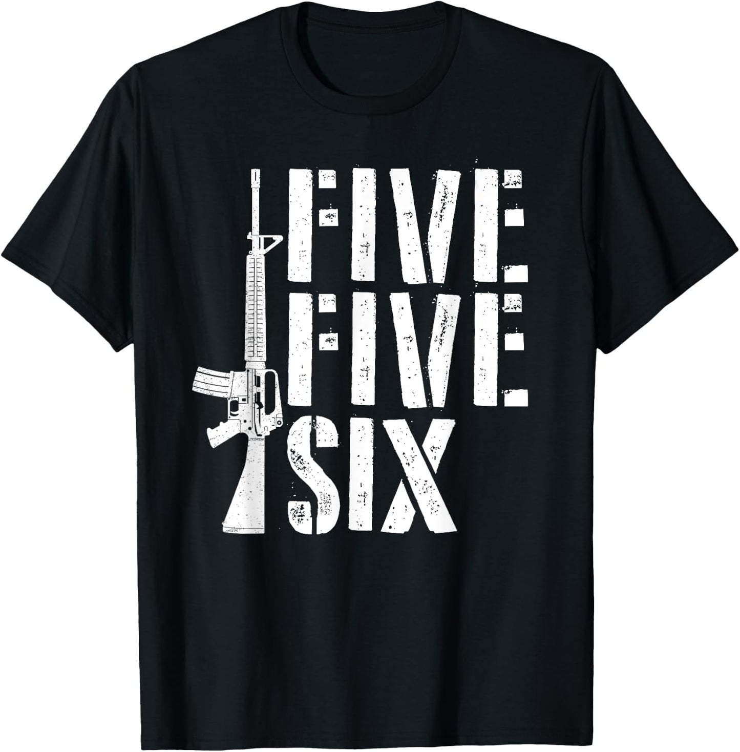 Five Five Six Gun Ammo Range 5.56mm Rifle M16 Assault Rifle T-Shirt - T-Shirt | Black