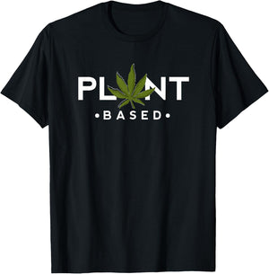 Plant-Based Marijuana Leaf Weed Joint Smoker Vegan T-Shirt - T-Shirt | Black