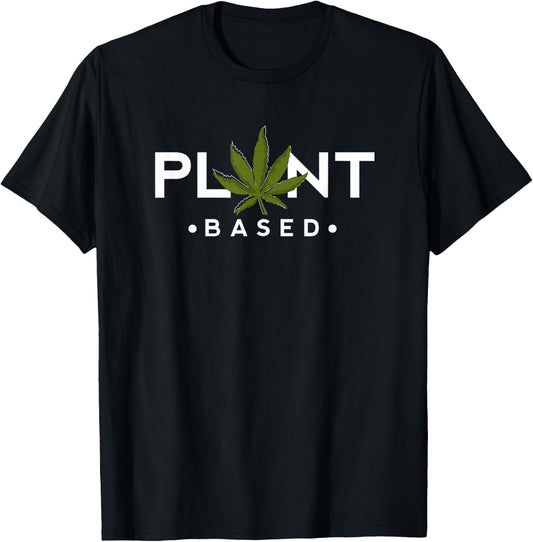 Plant-Based Marijuana Leaf Weed Joint Smoker Vegan T-Shirt - T-Shirt | Black