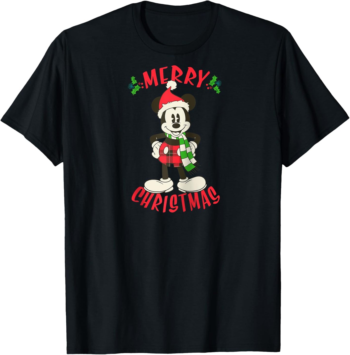 Disney Vintage Mickey Mouse Christmas Holiday Raglan Baseball T-Shirt - T-Shirt | Black